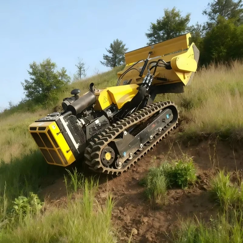 Industrial Forestry Mulcher 38hp Diesel Engine All-Terrain Remote Control Lawn Mower Mountain Slope Brush Cutter Branch Shredder