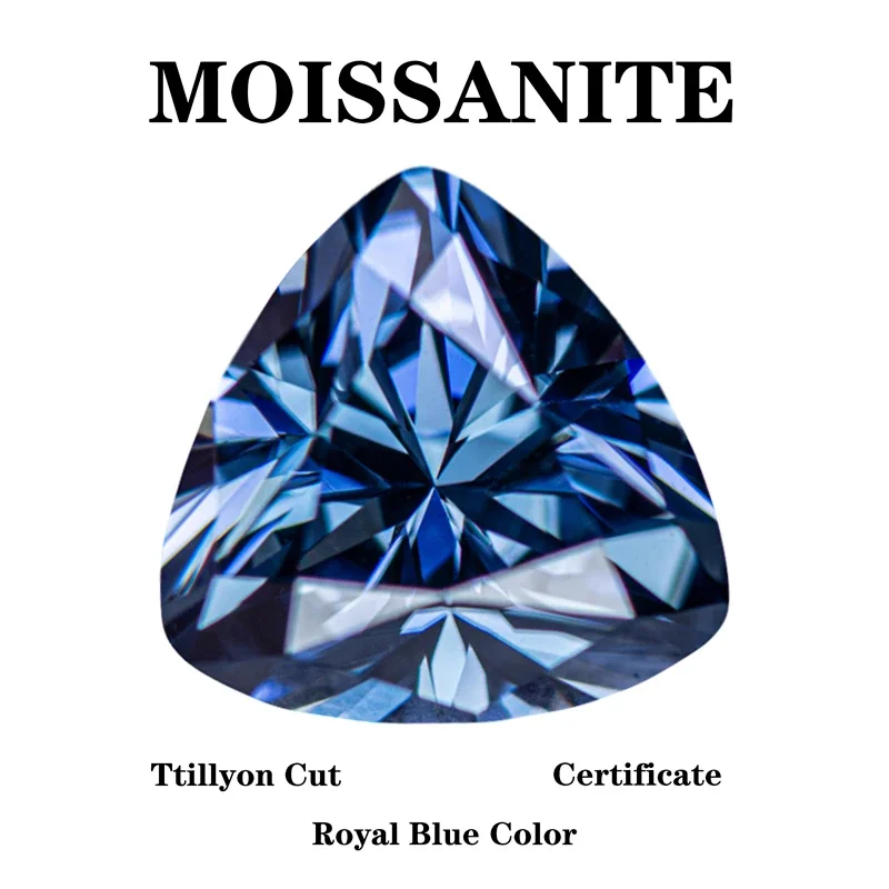 

Moissanite Stone Trillyon Cut Natural Royal Blue Color Charms Gemstone DIY Advanced Jewelry Making Materials with Certificate