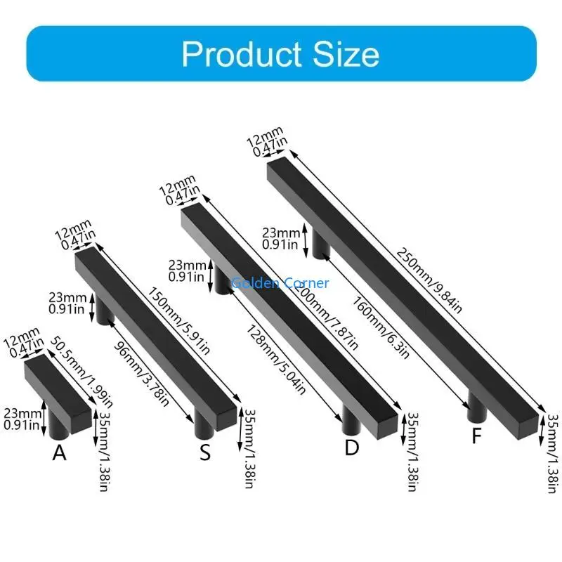 E15Dスクエアワードローブアルミニウム合金キャビネット引き出しハンドルハンドル食器棚プルシンプルな家具の装飾