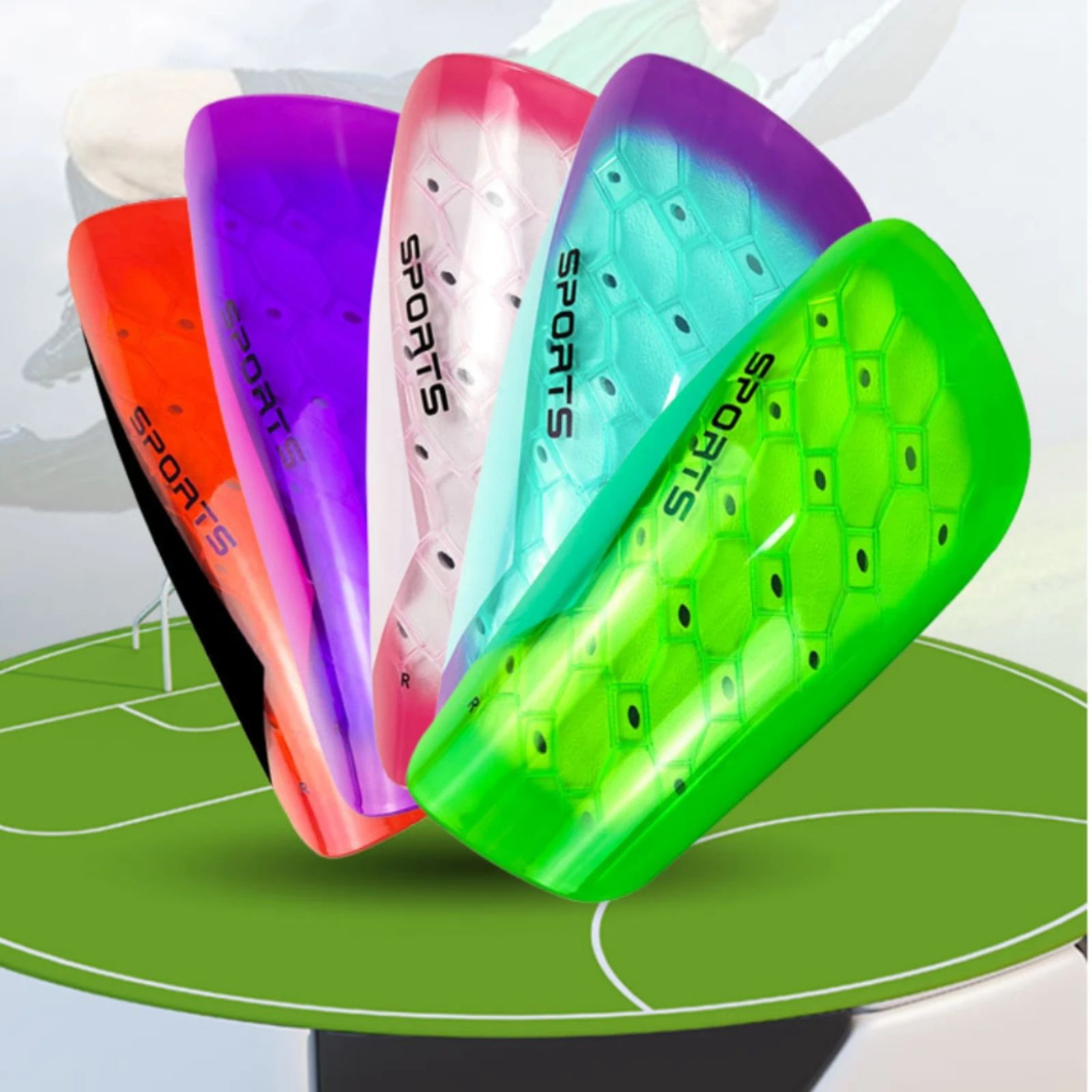 Soccer Shin Guards Translucent Shell Football Shin Guards Leg Guard Breathable Safeguarding Pad Secure Fit view 3