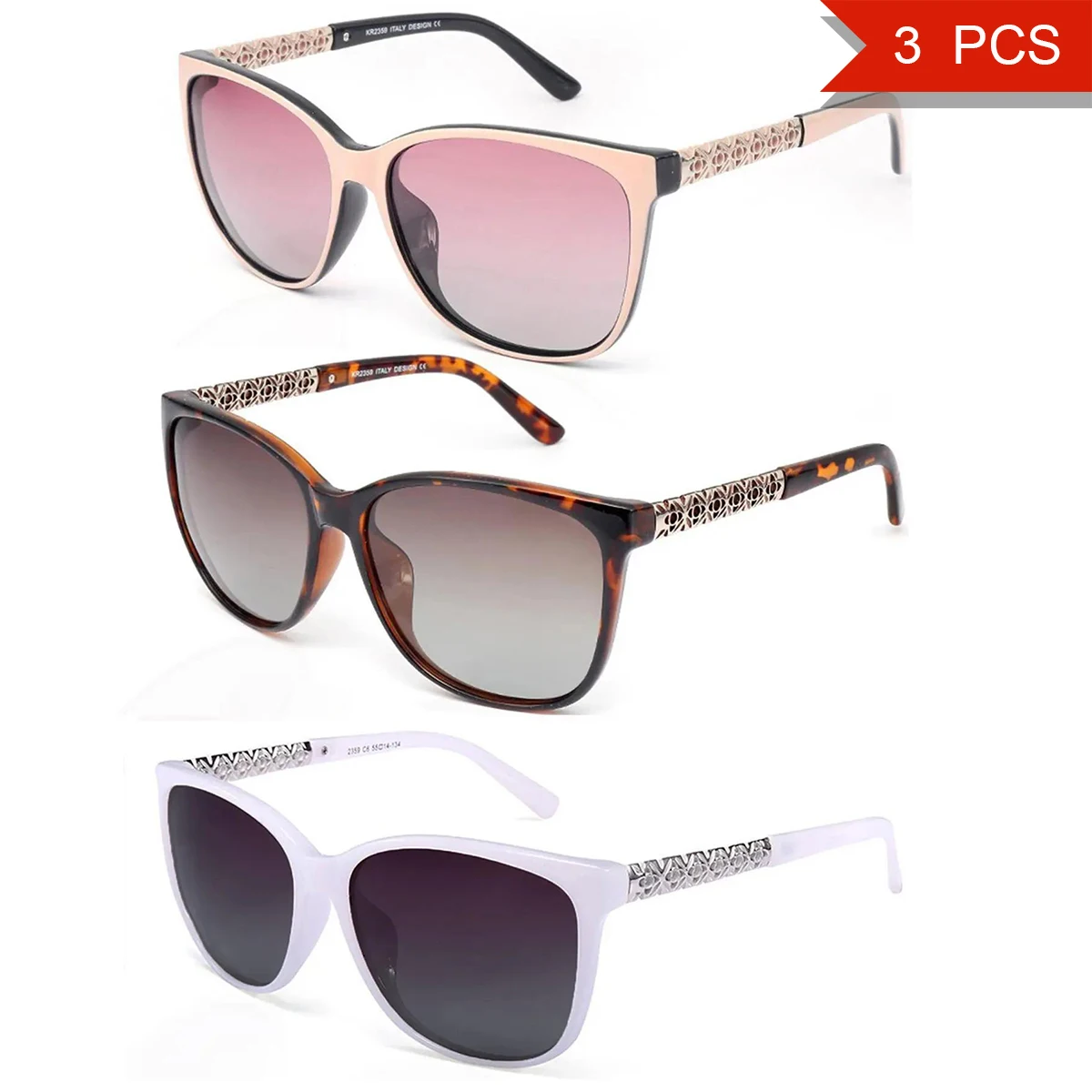 1/3 Stück polarisierte Damen-Sonnenbrille mit modischem TR-Memory-Rahmen. Die polarisierenden Sonnenbrillen für Damen sind einzigartig gestaltet, um vor UV 400 zu schützen – Detail 2