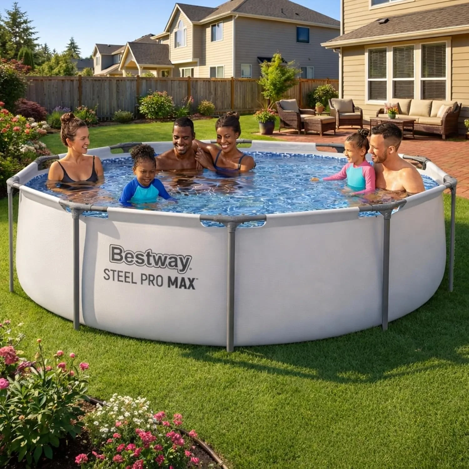 Round Metal Frame Above Ground Pool Set, Filter Pump & Type I, Outdoor, 10' x 30", Custom