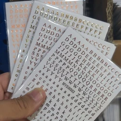 Pegatinas de Arte de uñas con números 3D del alfabeto inglés, calcomanía de letras adhesivas de manicura DIY, oro y plata, deslizador de palabras coloridas, decoración de Arte de uñas