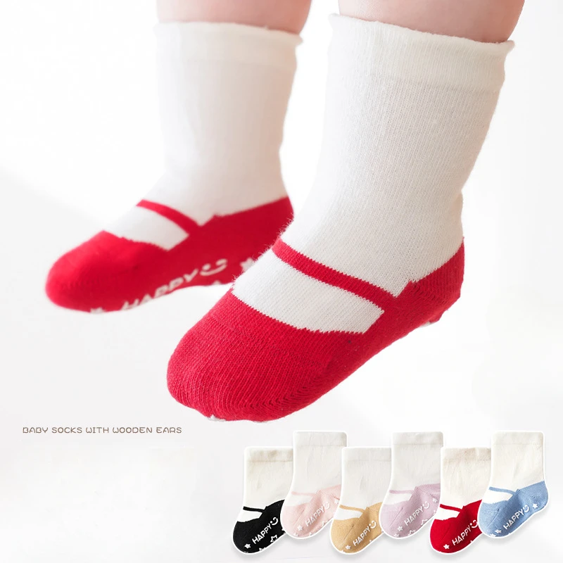 Spring and Autumn Baby New Korean Two-color Fashion Children\'s Non-slip Spot Breathable Comfortable Soft Cotton Socks