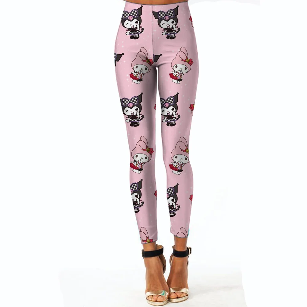 Legginsy do jogi z nadrukiem Hello Kitty, damskie legginsy fitness, spodnie do biegania i jazdy na rowerze, oddychające legginsy sportowe, legginsy treningowe z wysokim stanem
