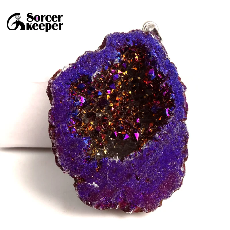 Natural Raw Mineral Crystal Druzy Drop Pendants Pendulum Chakra Stone Women's Men's Pendants Necklace For Jewelry Making YS910