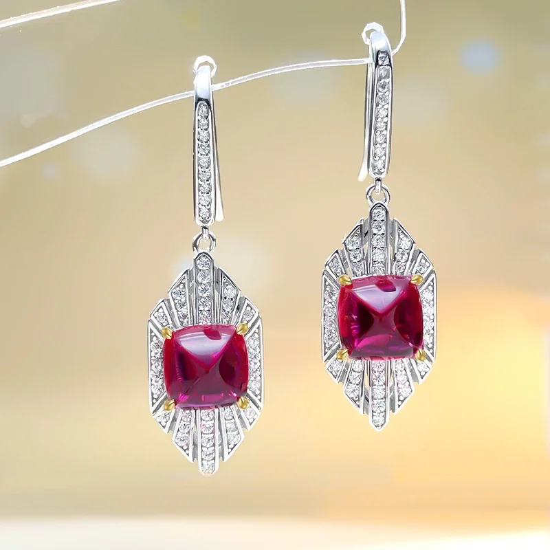 Fashionable and luxurious 925 sterling silver earrings with high carbon diamond inlay for high-end wedding feel