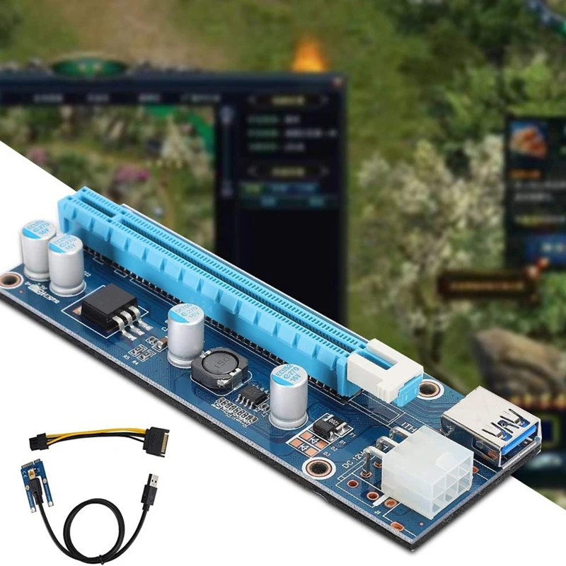 A35Q-Mini PCIE 16X Adapter,PCIE To PCI Express16x Extender,With 4 Solid Capacitors And 6Pin Interface,For Video Card Mining