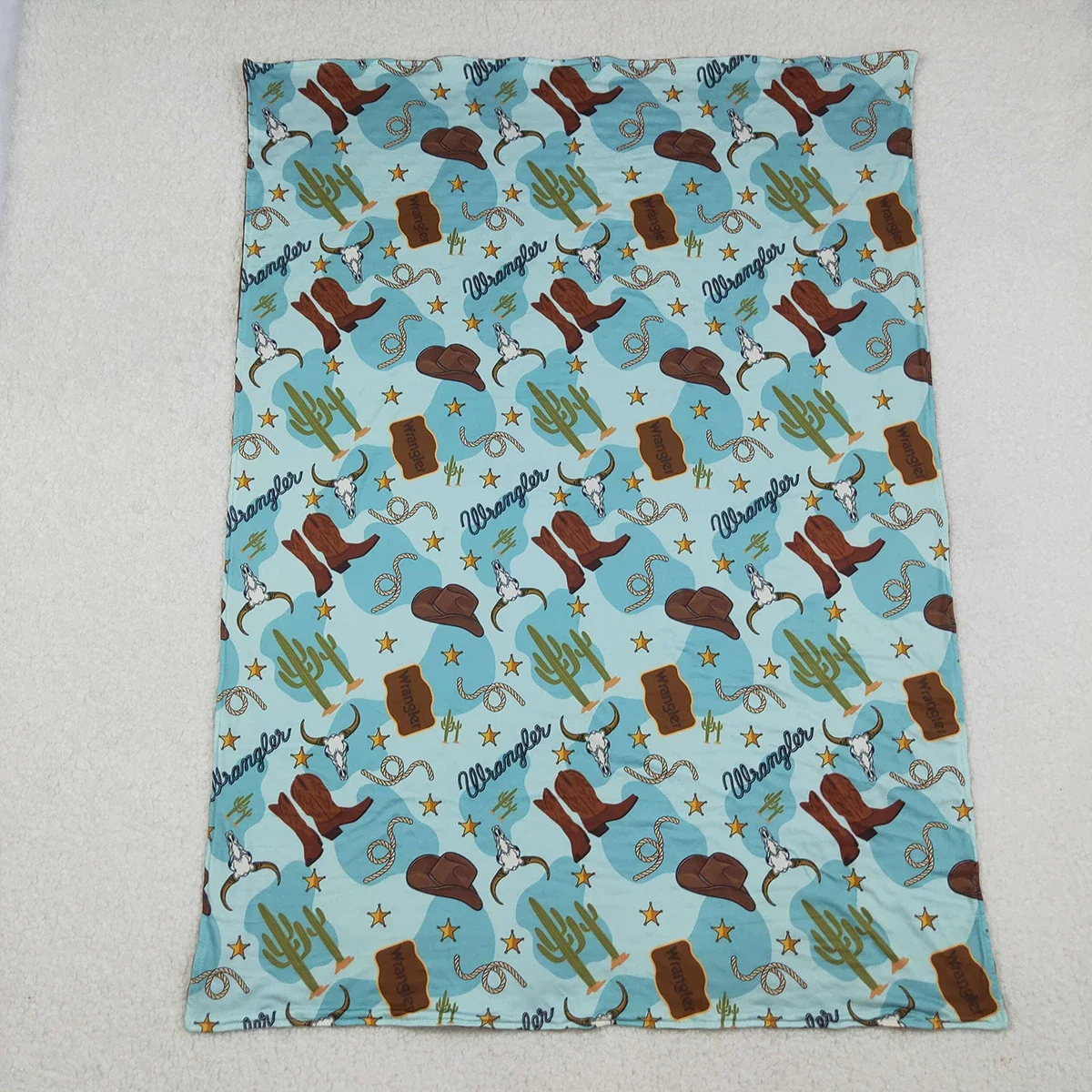 BL0152 Western Cow Cactus Baby Newborn Blanket