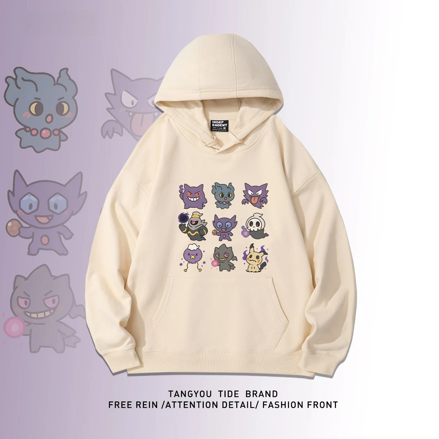 

Мужская толстовка Ghost Ghastly, свободная повседневная хлопковая толстовка, зимняя теплая футболка с мультяшным принтом, удлиненная футболка с длинными рукавами