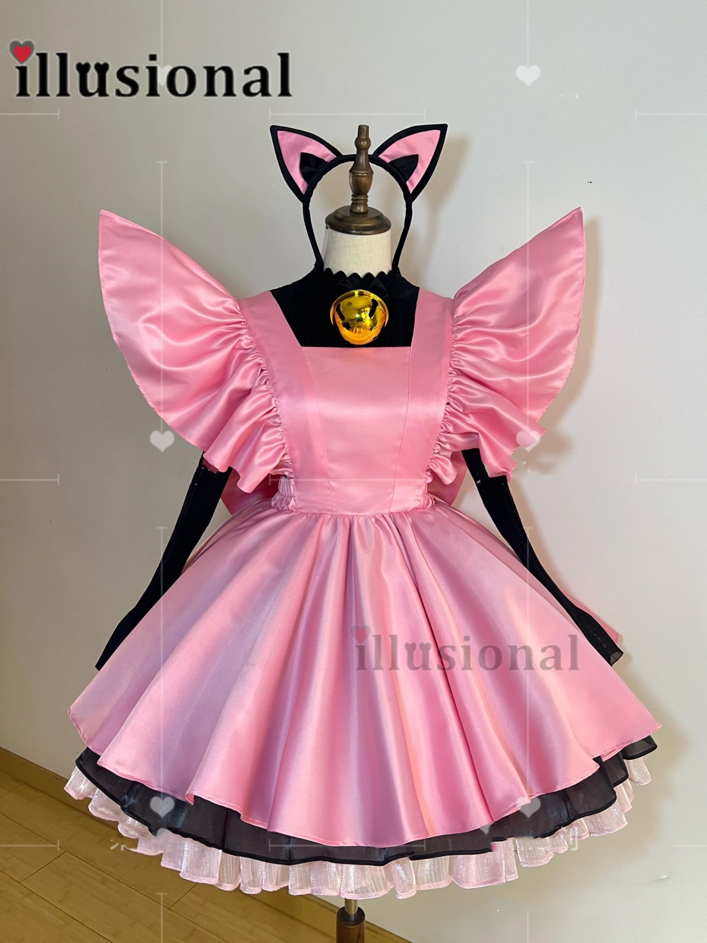 illusional Custom size Anime Card Captor Sakura Cosplay Costume Black pink gamble suit dress female