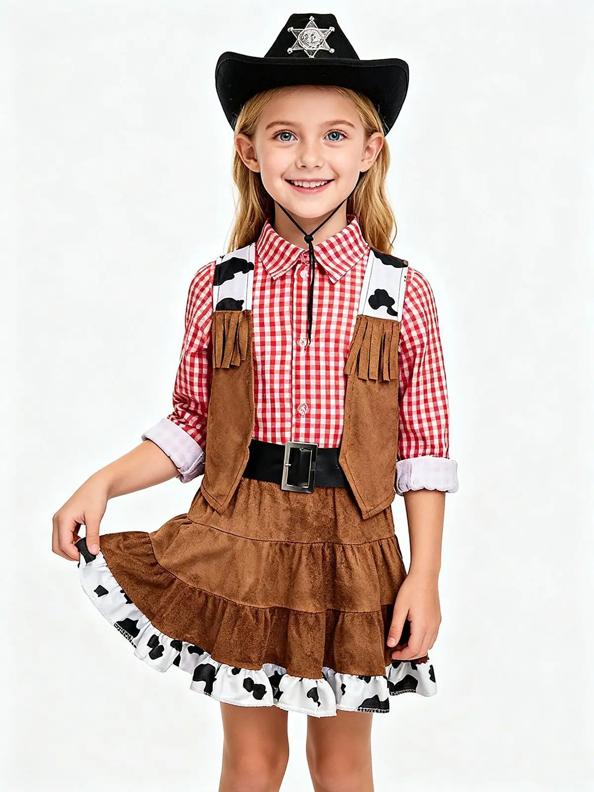 Disfraz de Vaquera Deluxe para Niñas, Disfraz de Halloween para Niños, Disfraz de Vaquera del Oeste, Nuevo Disfraz para Carnaval, Actuaciones y Fiestas