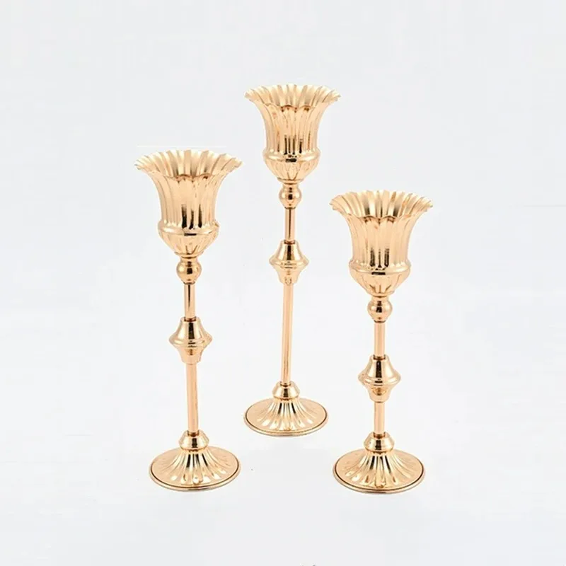 10 PCS Metal Flower Vase Luxury Candlestick Fashion Wedding Candle Stand Exquisite Candlestick Table Home Decor