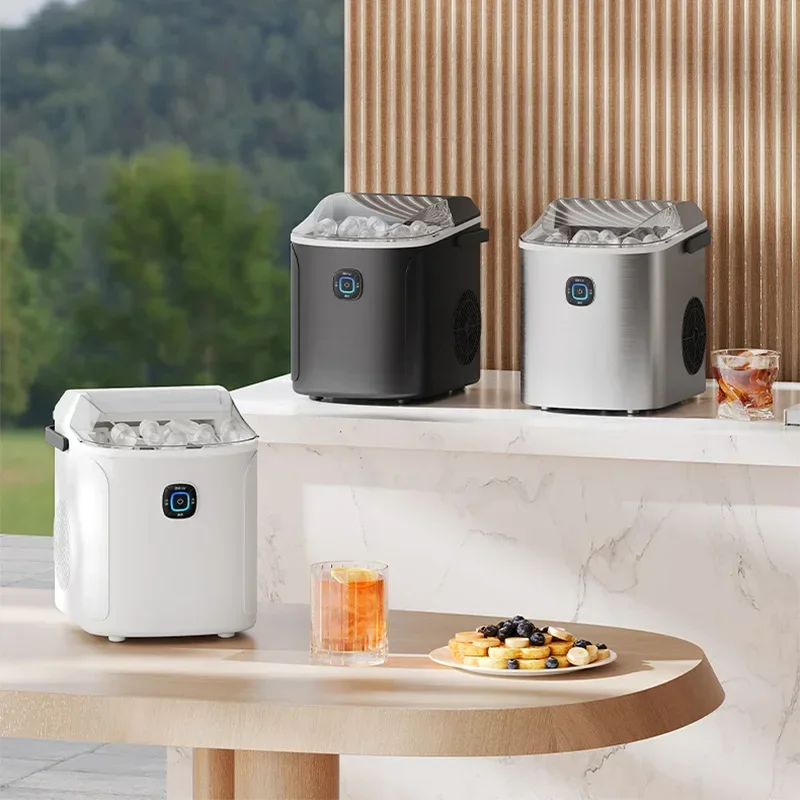 Compact Home Ice Maker, 1.2L Water Tank, 12KG/24H Portable Ice Maker, Button-Activated Ambient Lighting, Self-Cleaning Function