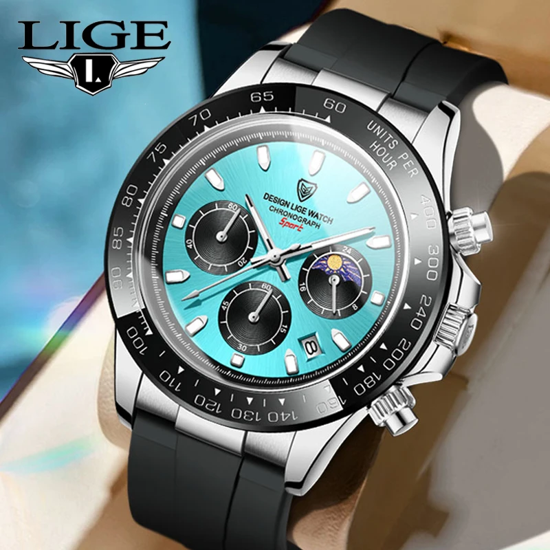 LIGE-Montre à Quartz de Luxe pour Homme, Étanche, Shoe, Business, Date existent, Chronographe, dehors, Montre-Bracelet, Top Marque, 2024