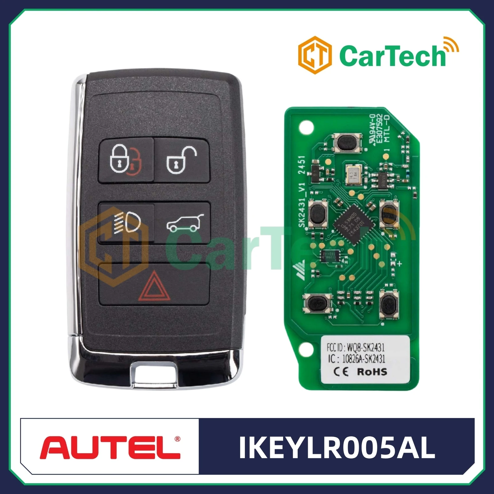 5PCS Autel IKEYLR005AL Fit For Land Rover Style Smart Key 315/433 MHz 5 Button