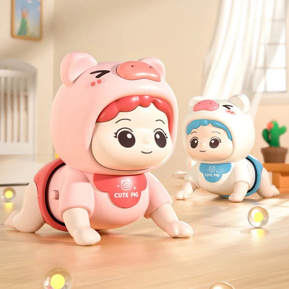 Jouets d'apprentissage pour bébé rampant rose bleu, 26 chansons, jouet d'apprentissage en toute sécurité pour escalar, jouet d'entraînement pour ramper intéressant en forme de dessin animé