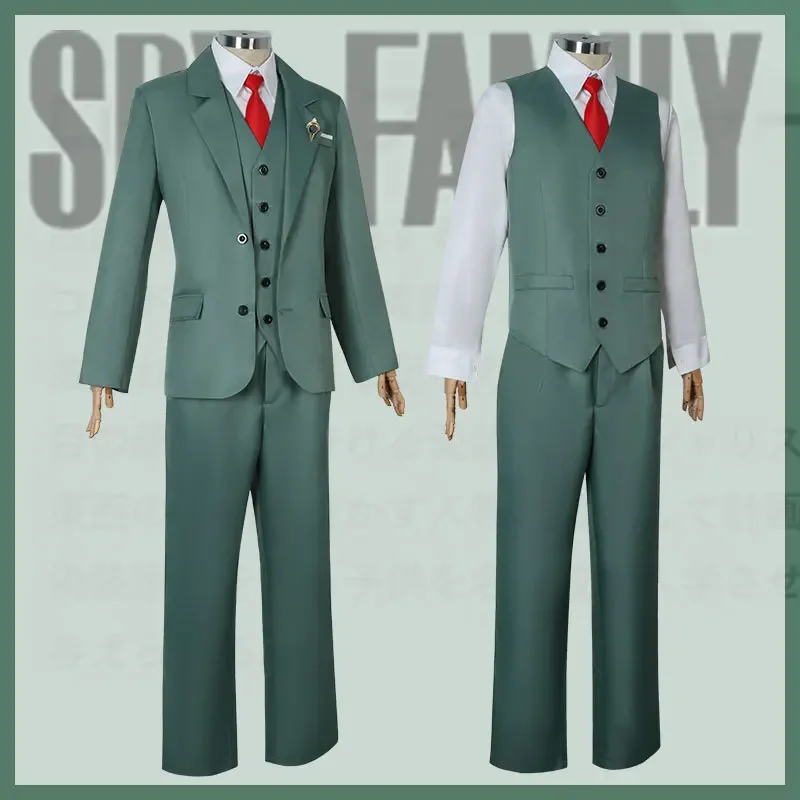 ANIMECC Loid Forger Cosplay Costume Wig Hat Light Green Suit Twilight Outfit  Anime  Halloween Party Costume for Men Boy S-XXL