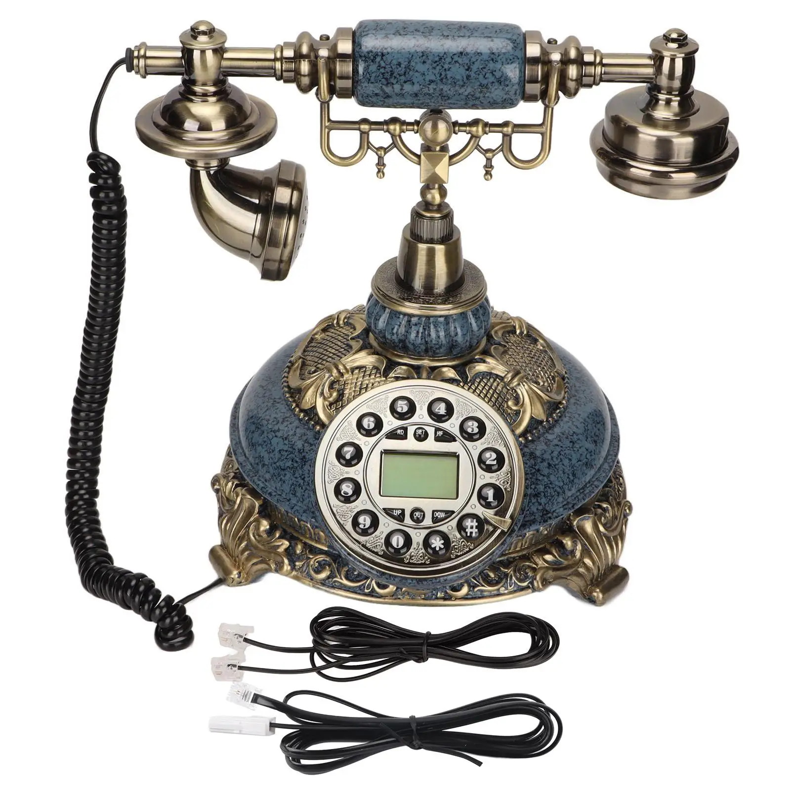 Vintage European Style Old Fashioned Telephone -Wire Desktop Landline Phone with Caller ID Display for office Home Decor