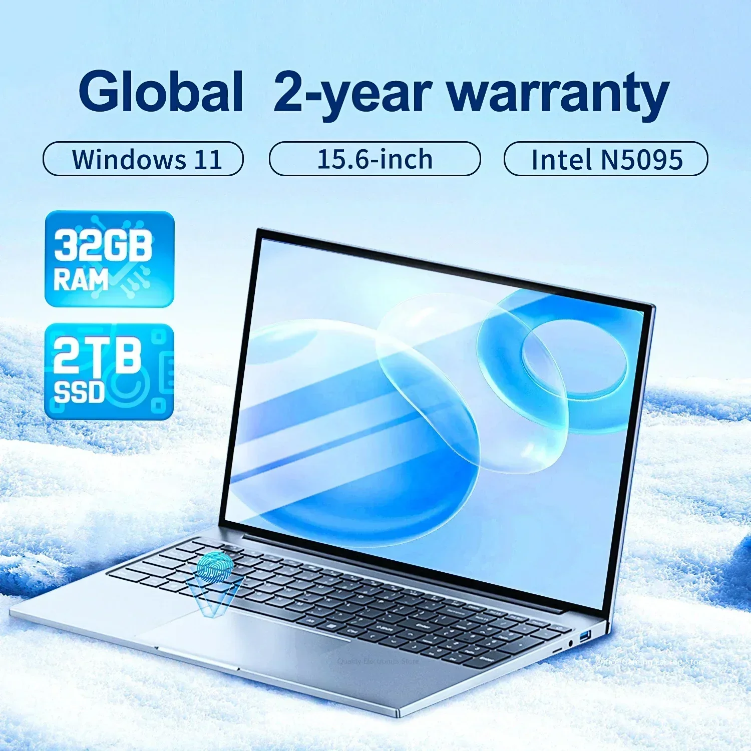 2025 Laptop 15.6 Inch 32GB Ram DDR4 2TB SSD Windows 11/10 Notebook Pc Gamer Intel N5095 Office Computer WIFI Backlit Fingerprint