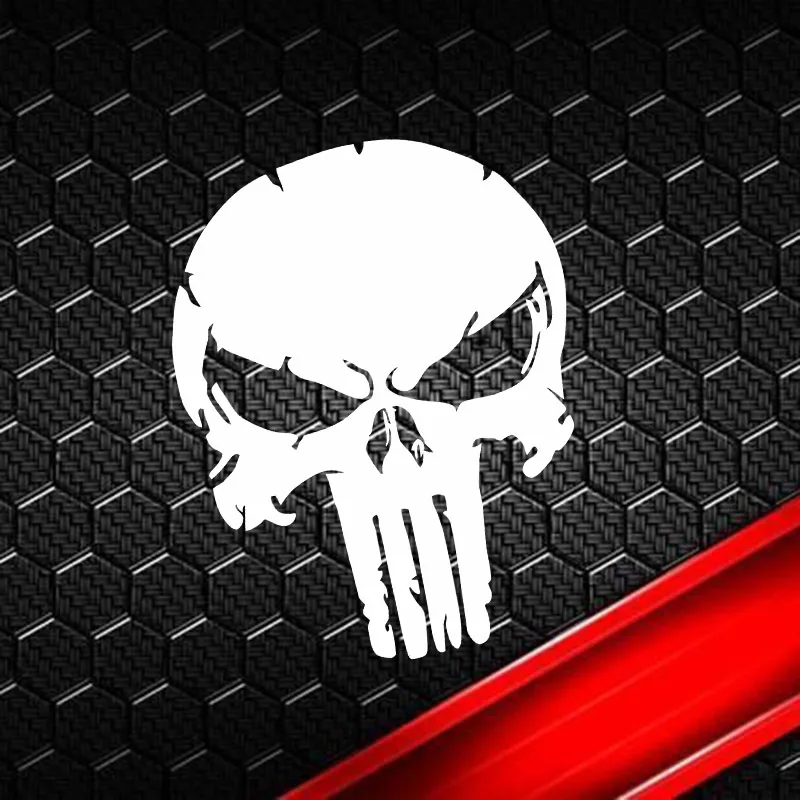 1PCS Reflective Punisher Skull Blood Car Stickers Helmet Motorcycle Tank Decal Waterproof Vinyl Accessories Creative 10x7.7cm