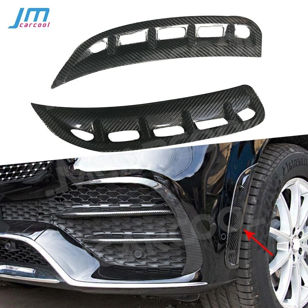 Real Dry Carbon Fiber Front Bumper Side Splitter Fins For Mercedes Benz GLE Class W167 GLE350 450 GLE53 AMG Sport SUV 2020 ABS