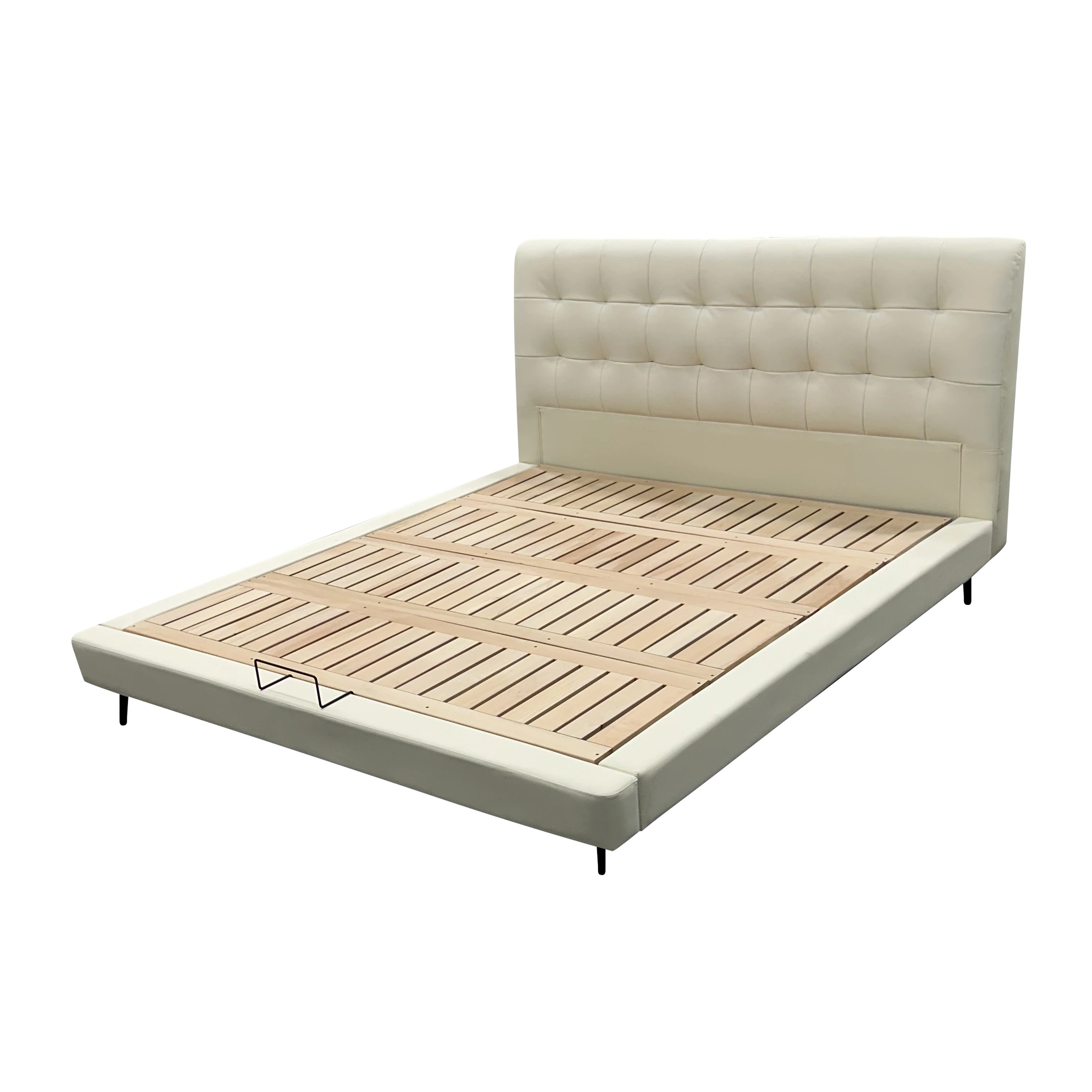 

Double bed beech row skeleton, leather soft bag solid wood bed