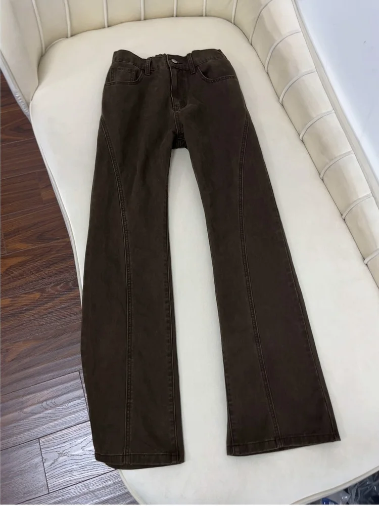 

American High Street Vintage Washed Pure Cotton Men's Jeans Loose Straight Leg Micro Flared Workwear Trousers Autumn Winter