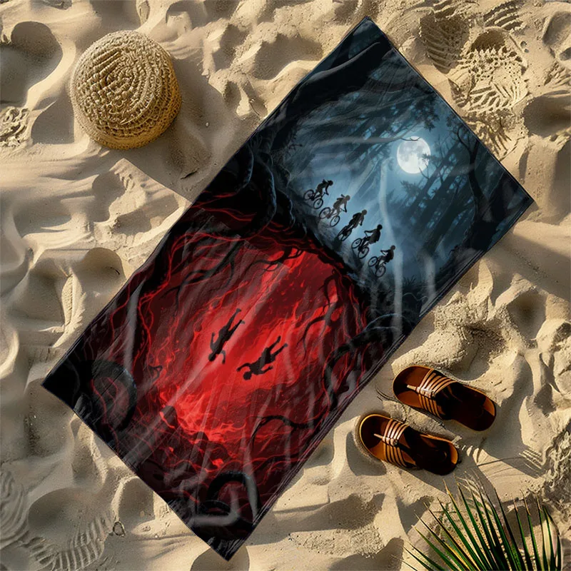 Toalla de Playa de Microfibra S-Stranger Things Upside Down, Secado Rápido, Absorbente, Antiarena, para Accesorios de Playa, Piscinas, Natación y Baño