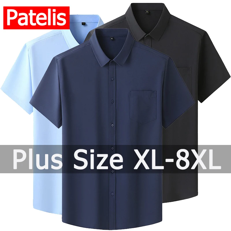 Camisas de verão para homens tamanho grande 1xl-7xl camisa formal de negócios masculina manga curta cor sólida camisa branca 115-205kg