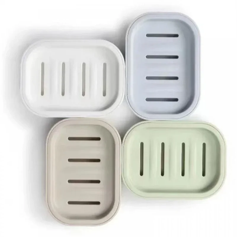 1PC Portable soap tray Double-layer plastic box Household bathroom drain tray Bathroom soap box with lid