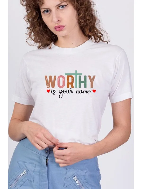 Worth Is Your Name - Comfortable Casual Pure Cotton Men's and Women's T-shirt for Gatherings, Faith, Simple Design T-shirt