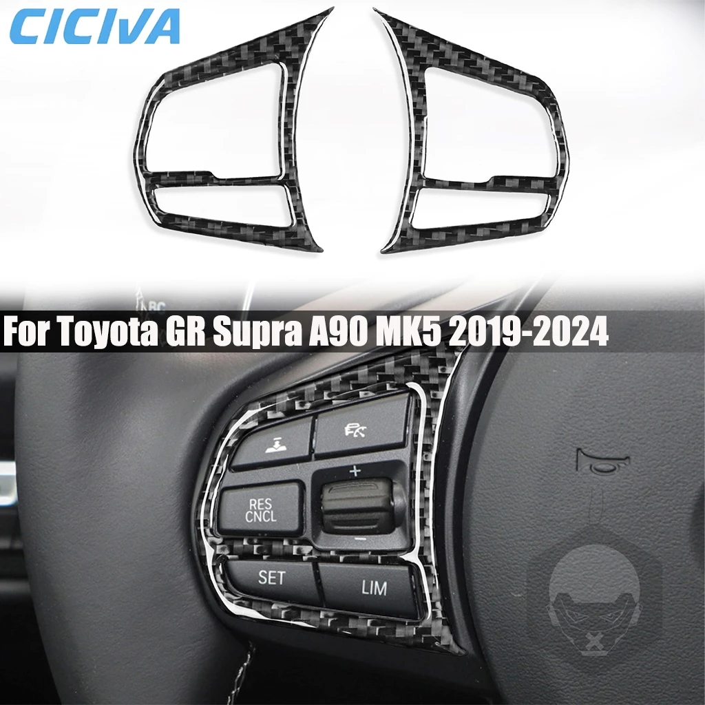 

Carbon Fiber Car Accessories Driver Wheel Button Interior Cover Modified Trim Sticker For Toyota GR Supra A90 MK5 2019-2024