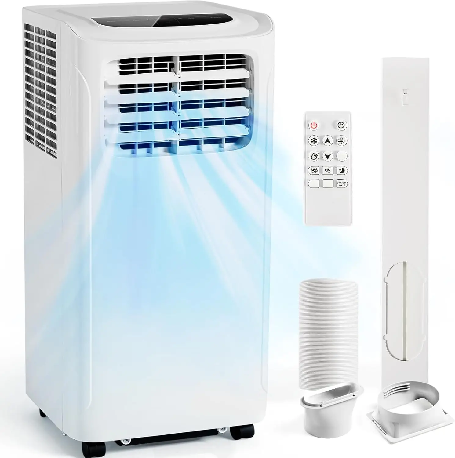 9700BTU Portable Air Conditioner Cools up to 300 Sq.ft, 4-IN-1 Portable AC Unit with Cooling, Dehumidifier, Fan, 24H Timer