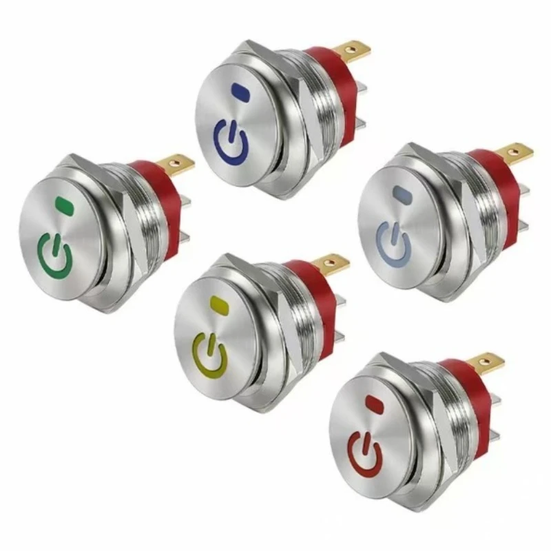 2PCS 22mm Metal Button Rocker Wiring Harness Switch Stainless Steel 12V 20A  Two Positions Car Toggle Switches