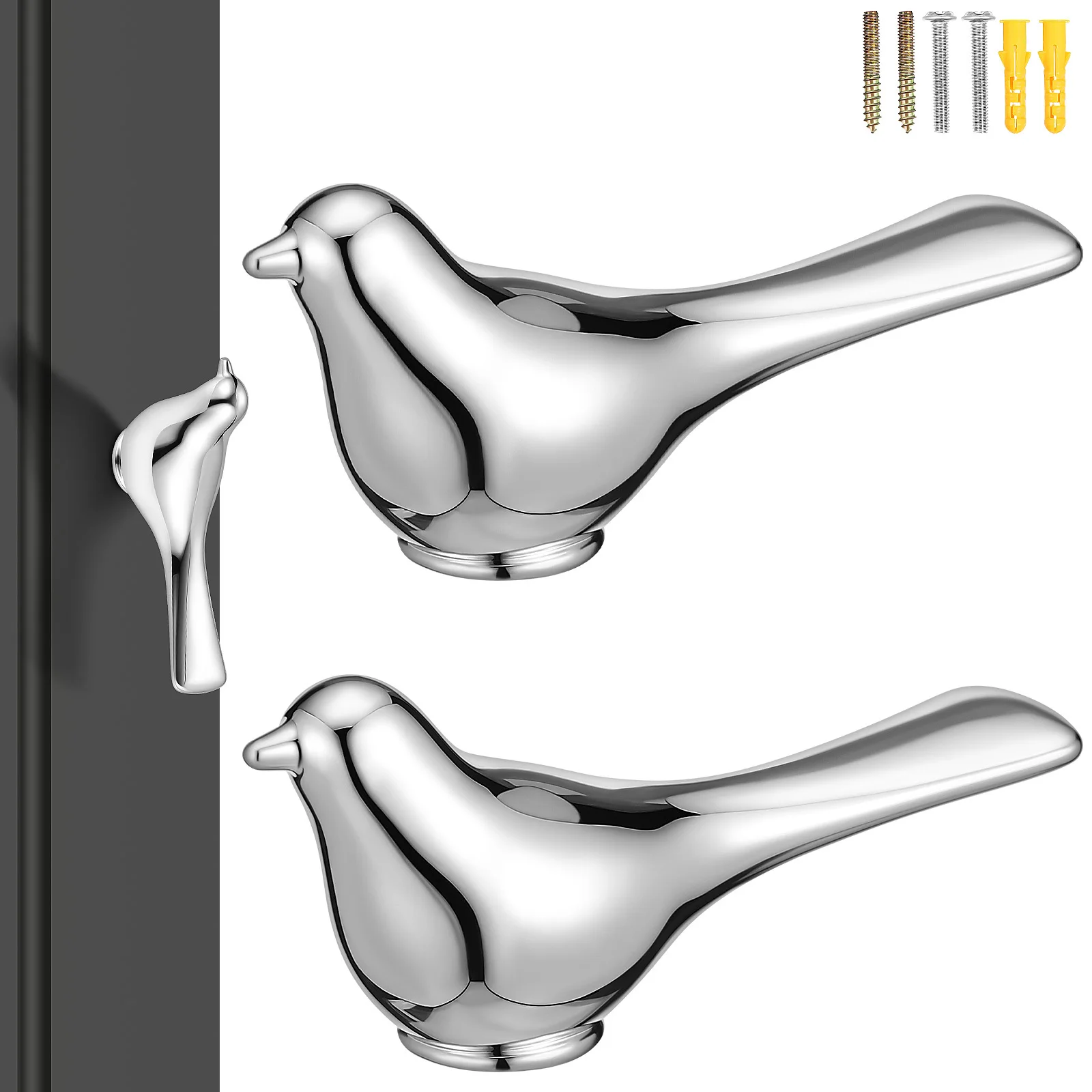 

2Pcs Bird Shaped Wardrobe Door Handles Smooth Polished Single Hole Pulls Decorative Cabinet Knobs Modern Furniture Hardware