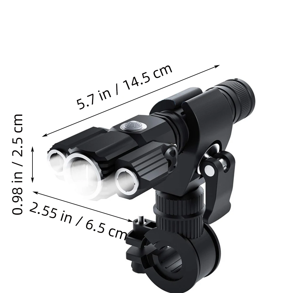 

Front Light LED Flashlight Rechargeable Aircraft Shape Three Lamp Head Waterproof