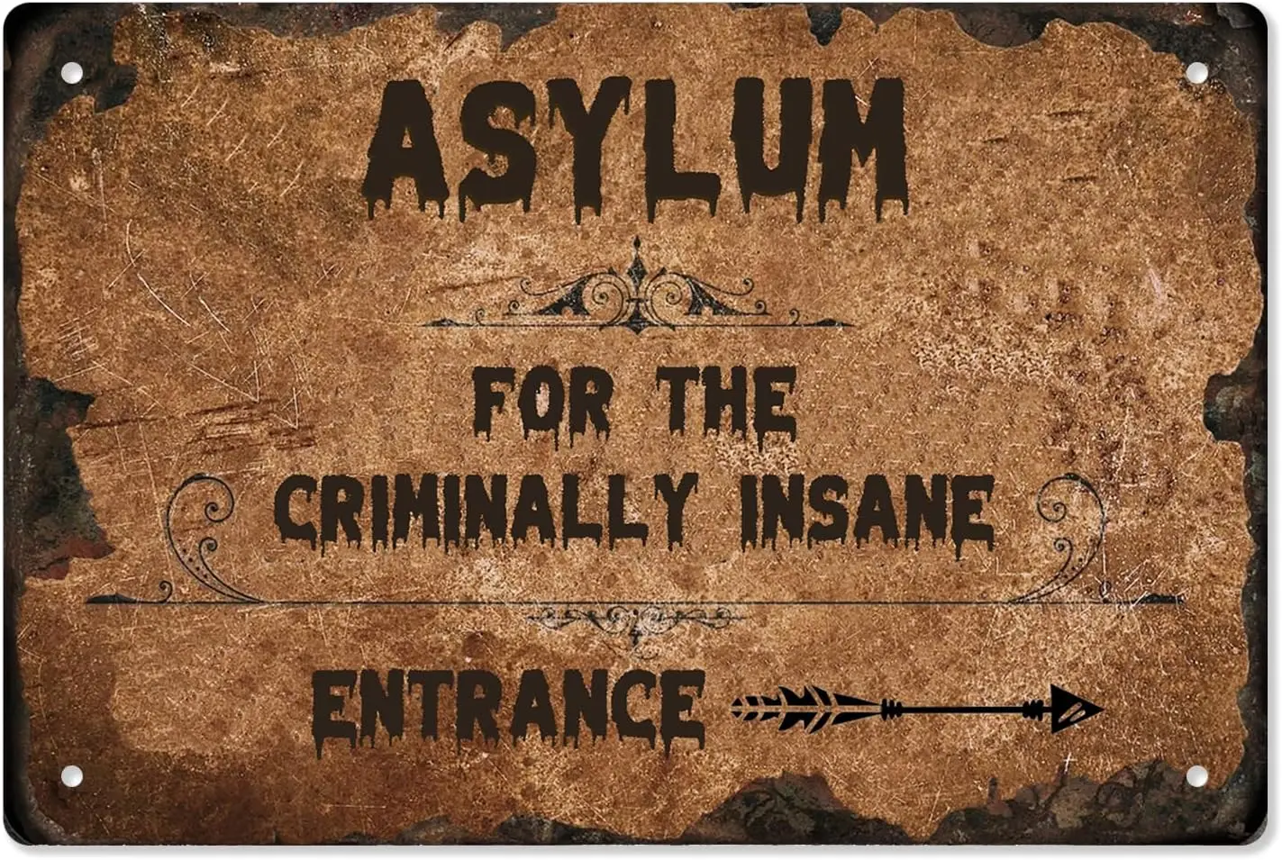 Asylum for The Criminally Insane Sign,Vintage Funny Metal Signs, Funny Metal Signs for Home Decor,Unique Home Decor Man Cave Dec