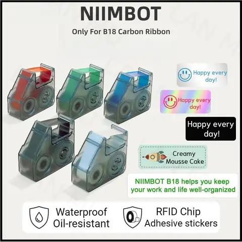 NIIMBOT B18 Labeling Ribbon, Refill Tapes for Thermal Transfer Label Printer/Color label Printer,  Long Lasting Non Fade