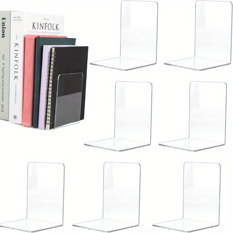 4/6/8pcs Clear Acrylic Display Stands - Modern Desktop Bookends for Home, Office & Retail Decor