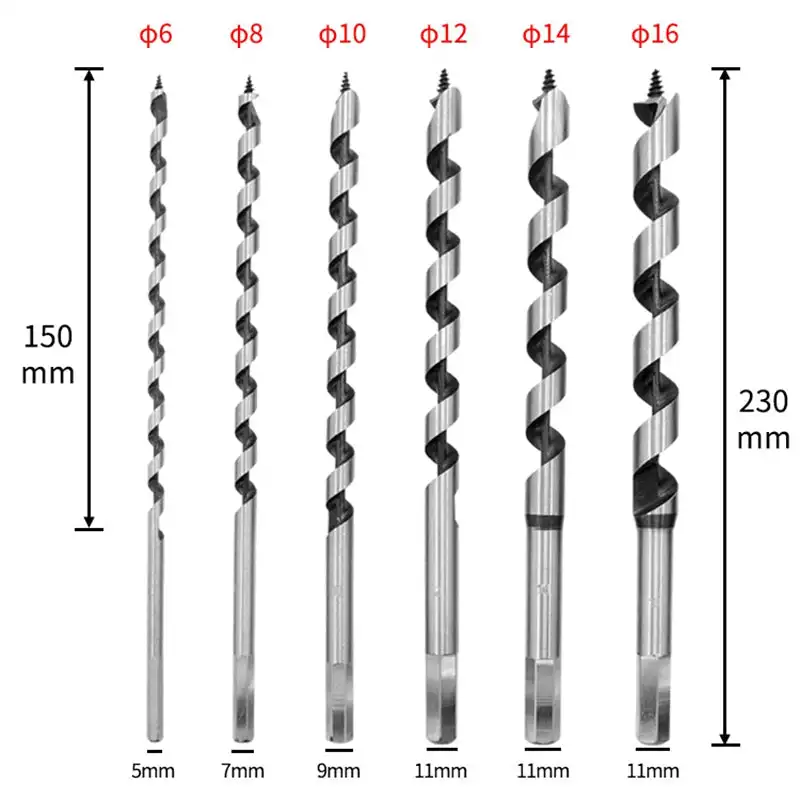 230mm HSS Twist Drill Bits 6/8/10/12/14/16mm Metal Steel Center Drill For Wood Door Lock Reaming Woodworking Tools