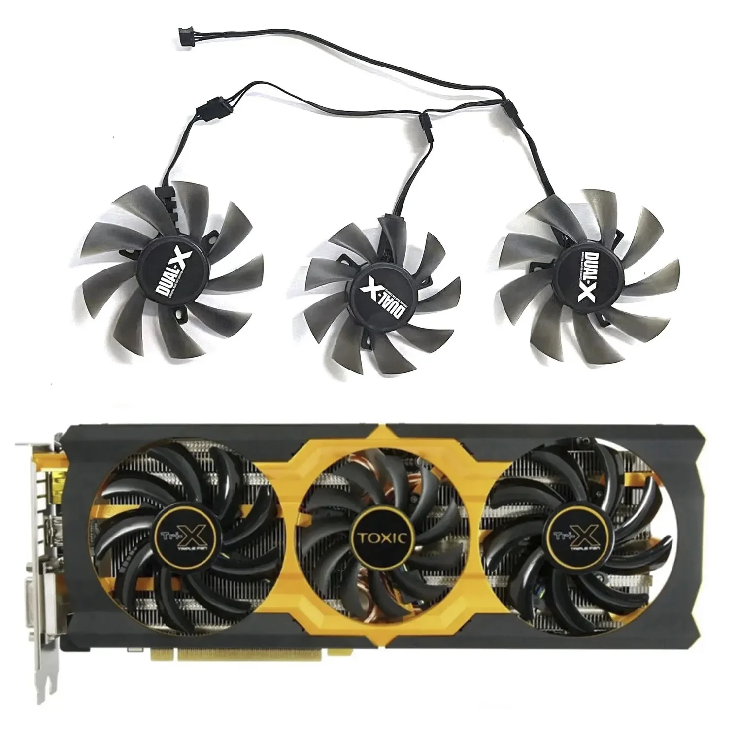 3FAN double ball graphics card cooling fan 85MM 75MM 4PIN suitable for Sapphire R9 270X Sapphire R9 280X graphics card