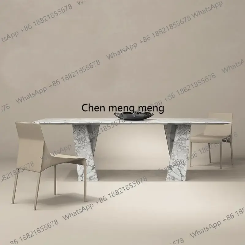 Y183 Architectural Italian Marble Table - Avant-Garde Rectangular Design, Custom Luxury Minimalist Statement Piece