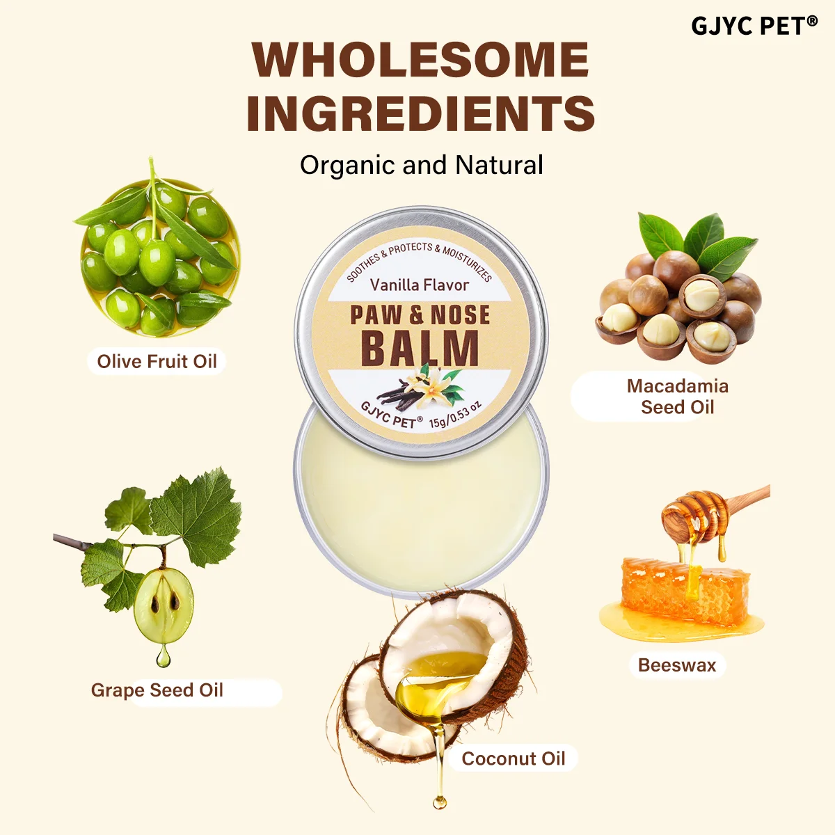 Pet Paw & Nose Balm Dog Cat Vanilla Scent Moisturizing Soothing Anti-Cracking Repairing Dry Cracked Natural Moisturizer view 5