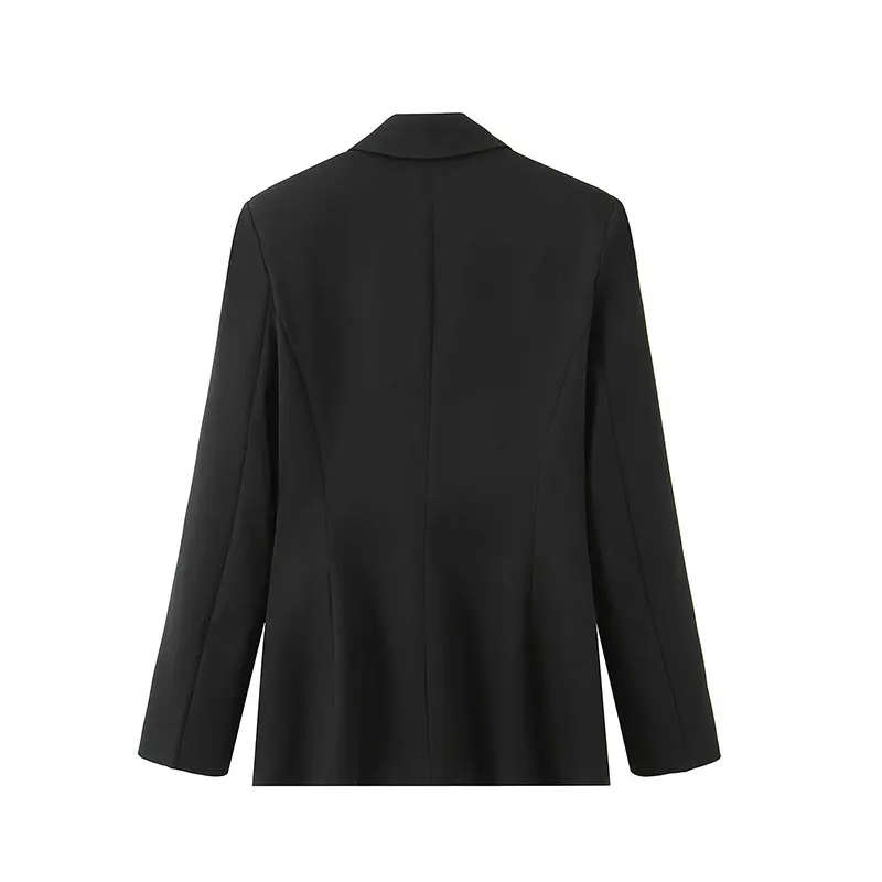 Nlzgmsj 2026 Spring Women's Black Blazer Lapel Collar Long Sleeve Single Breasted Slim Fit Office Work Suit Jacket