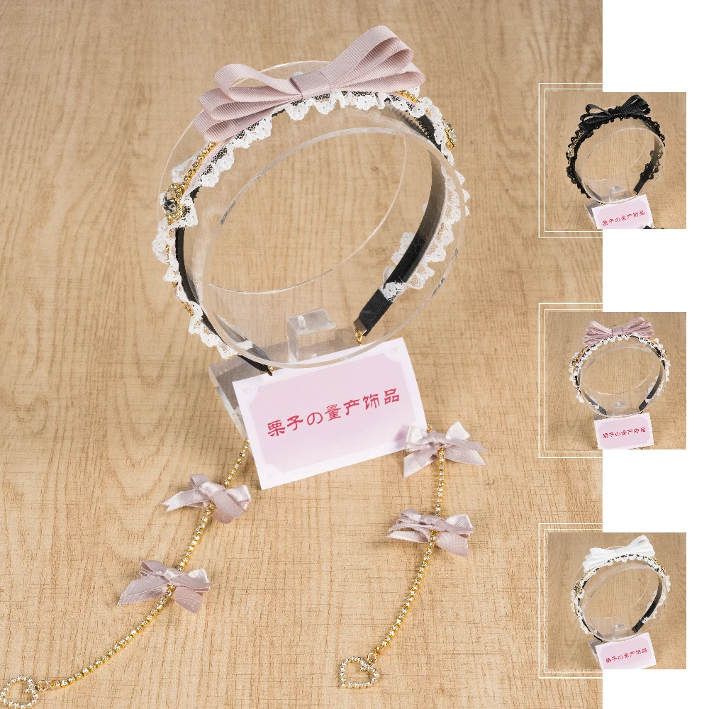 Tassel Bow Gem Lace Headband Girl Sweet Cute Japanese and Korean Lady Headbands for Women