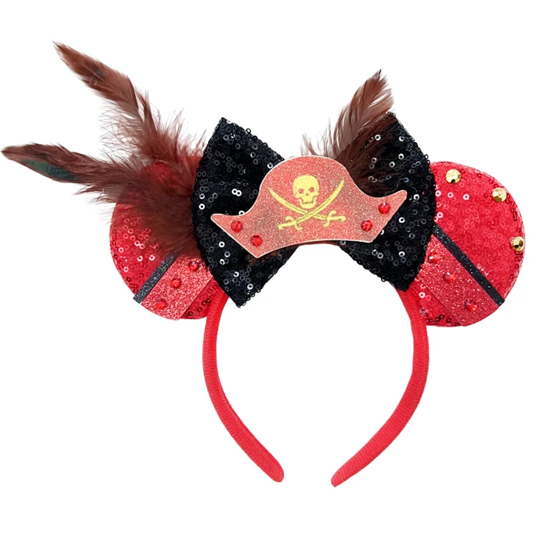 2024 Mickey Mouse Ears Headbands Chic Pirate Hat Headband Kids Accessories Women Hair Headwear for Festival Carnival Party Gift