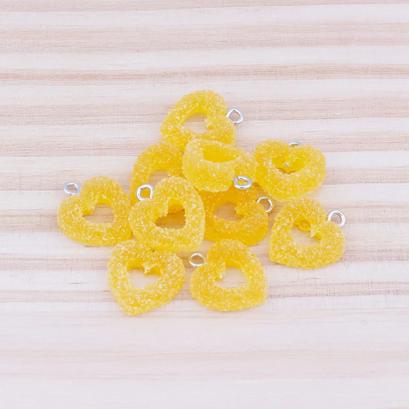 10Pcs Color Soft Candy Love Heart Resin Charms Kawaii Decor Pendants DIY Earrings Jewelry Making Cute Keychain Hanging Accessory