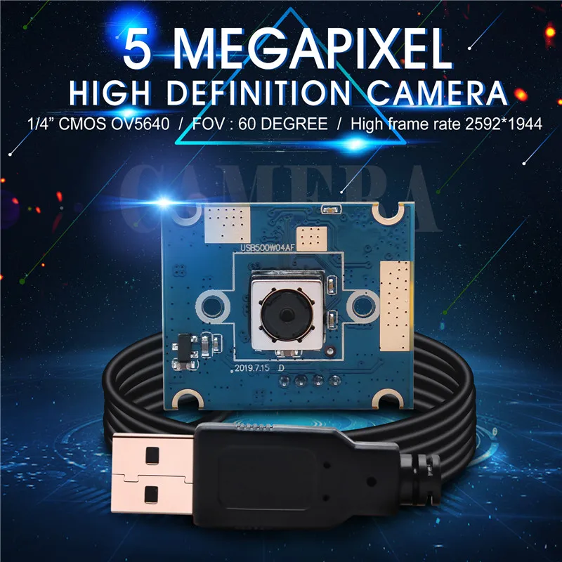 5 Megapixel OV5640 UVC autofocus mini usb camera module  for raspberry pi -USB500W04AF-A60