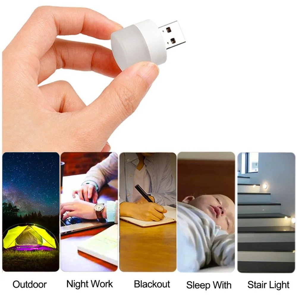 USB Plug Lamp Computer Mobile Power Charging USB Small Book Lamps LED Eye Protection Reading Light Small Round Light Night Light